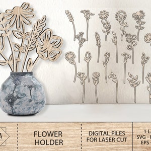 Flower Cut Bouquets For Glowforge Laser Svg,Mother‘s Day Gift, Mom Grandma Gift, Wildflower Template Glowforge,Wildflower Wooden Bouquet Svg