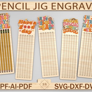 Retro Pencil Jig Gravar Arquivo de Corte Svg, Texto Personalizado em Lápis, Lápis Gravados Svg, Trocadilhos de Lápis Gravados, Lápis Ticonderoga, Arquivo Digital