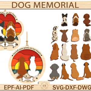 Custom Dog Name Memorial Ornament Svg ,Loss Of Dog Ornament Svg,Memorial Dog Svg,Dog Memorial Gift, Ornament laser files,Glowforge SVG Files