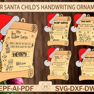 Personalizável querido papai noel lembrança de caligrafia enfeite de natal svg, assine seu próprio nome, enfeite de natal svg, arquivos SVG Glowforge