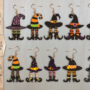 Witch Hat and Shoes Earrings Bundle SVG , Halloween Witch Boot Earrings , Laser Earrings Files , Glowforge Files , Witch Earrings SVG