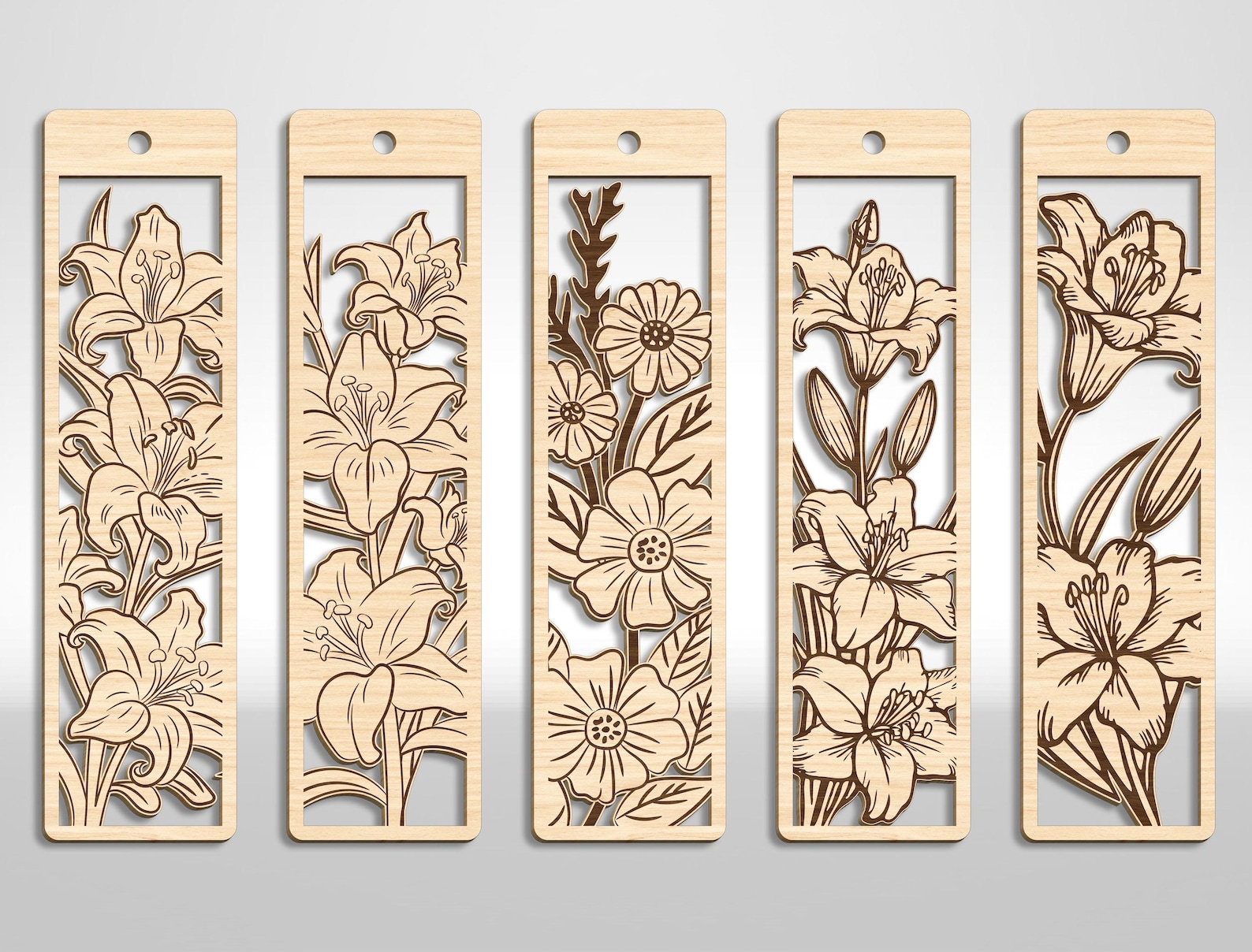 Floral Bookmark SVG Laser Cut Files – Botanical Woodmark Designs ...
