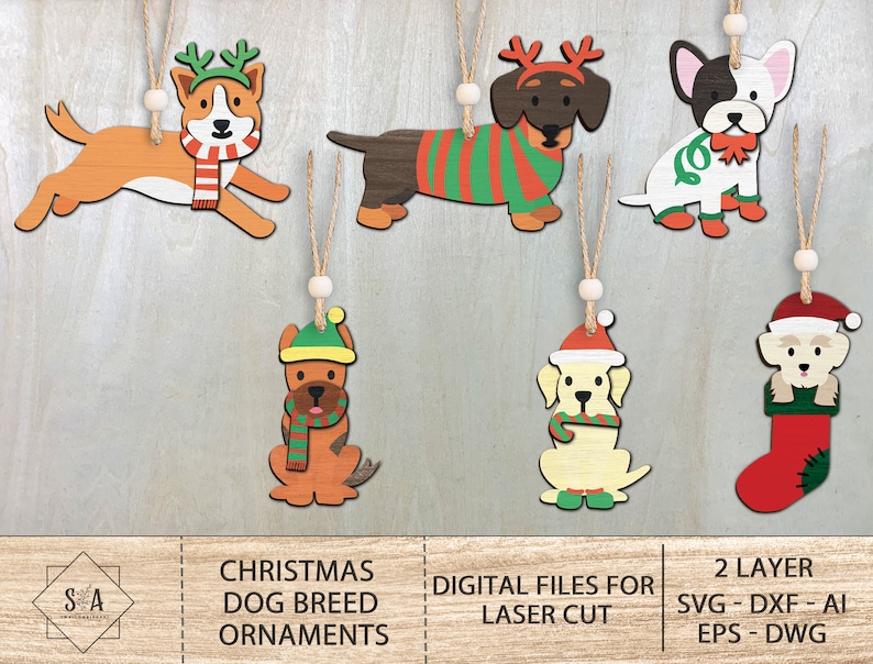 Christmas Dogs Ornaments Bundle SVG Animal Ornaments merry Etsy