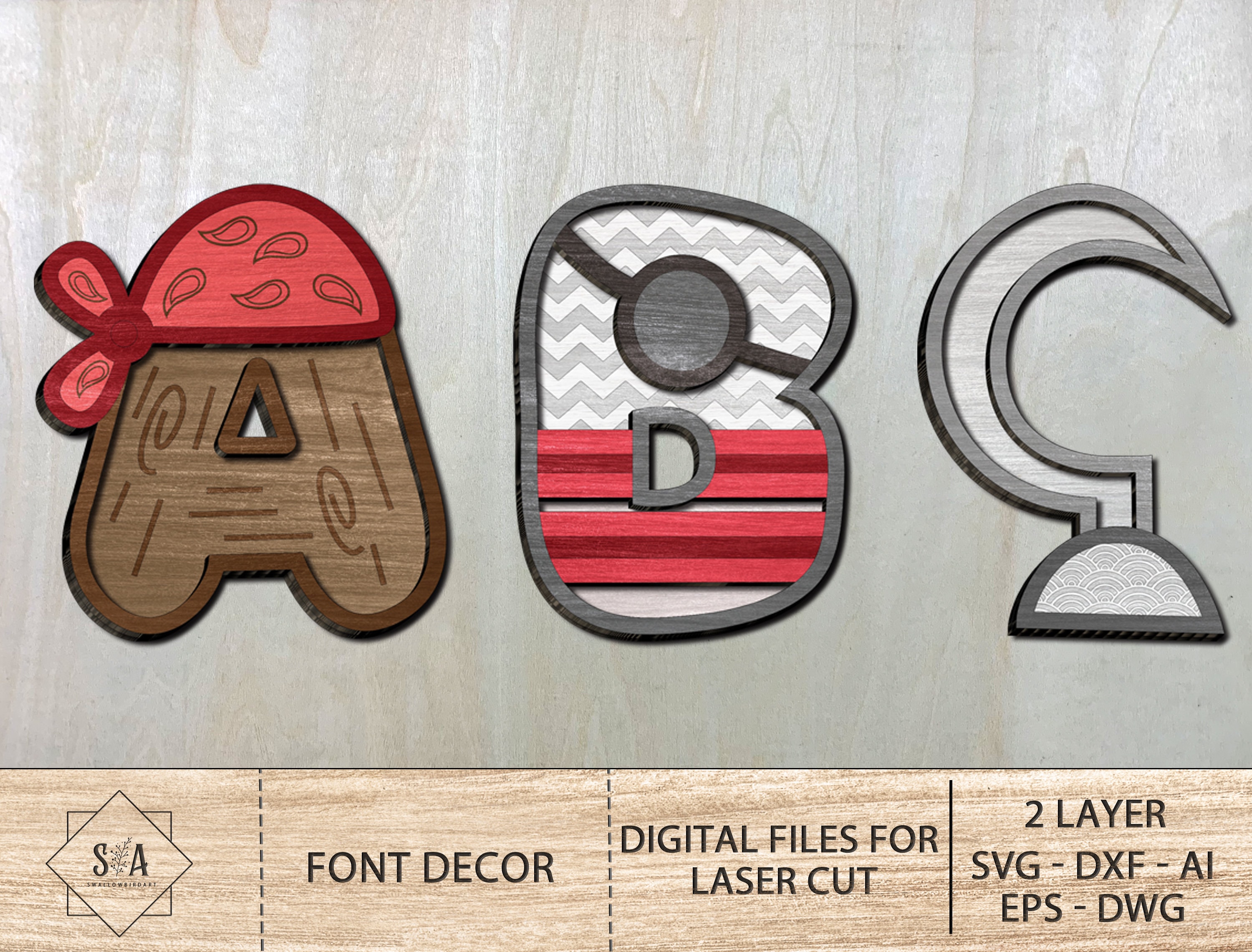 Pirate Alphabet Font Bundle Svg, Sweet Pirates Alphabet SVG , Alphabet ...