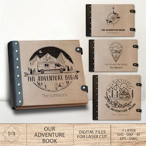 Gepersonaliseerde Camping Fotoalbum SVG, Bergen Boekomslag Svg, Camping Fotoalbum Laser Cut Bestanden, Ons Avonturenboek, Glowforge SVG-bestanden