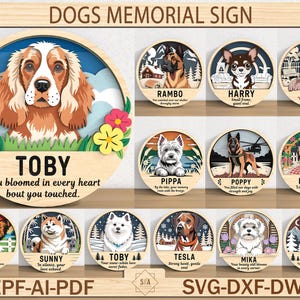 Dogs Memorial Sign SVG, Dog Breeds Name Memorial, Memorial Gift , Pet Memorial Laser cut file for Glowforge INSTANT DOWNLOAD