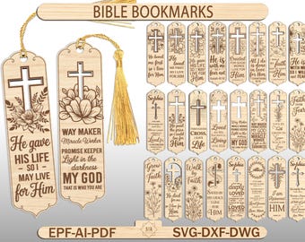 Bible Bookmarks, Bookmarks inspirational, Easter laser files. Bible Quotes Bookmarks , Engraved Bookmarks for Glowforge, Laser Cutting