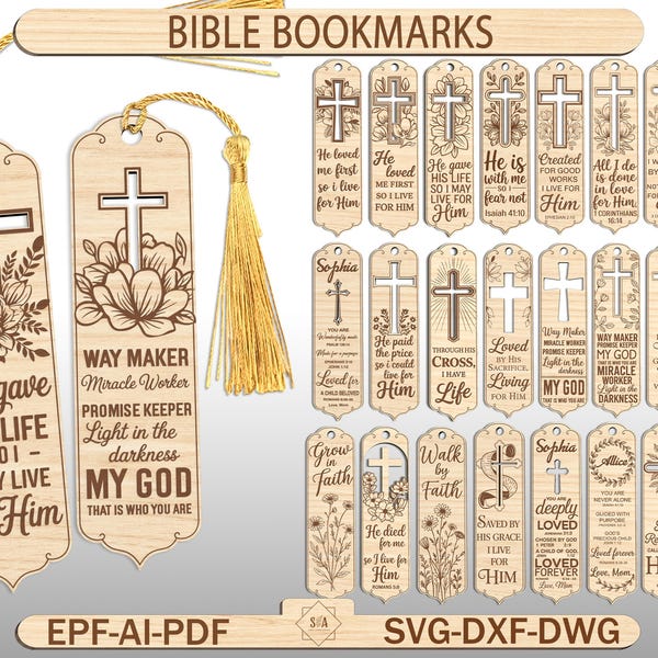 Bible Bookmarks, Bookmarks inspirational, Easter laser files. Bible Quotes Bookmarks , Engraved Bookmarks for Glowforge, Laser Cutting