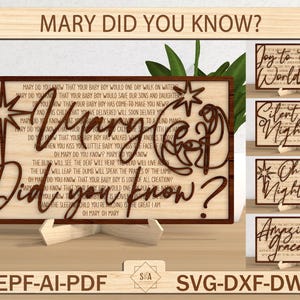 Kerststal staand decor Amazing Grace Svg, kerststal Svg, Mary Did You Know Svg, religieuze Svg, kerstdecor, Glowforge SVG-bestanden