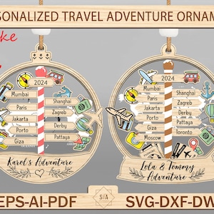 2024 personalisierte Adventure Shake Ornament svg, 4D Anpassen hölzerner Nordpol-Schneekugel Lasercut-Datei-Svg