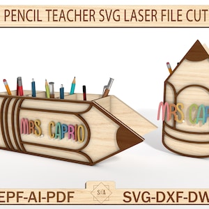 Portalápices para profesor con soporte Svg, regalo para profesor, caja de lápices, regalo de agradecimiento de fin de año, cesta para profesor