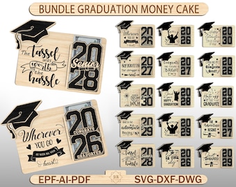 Graduation 2024 Money Holder Bundle ,Graduation Congratulations Money Holder Gift, Graduation Money Gift ,Class of 2024 Glowforge Laser File