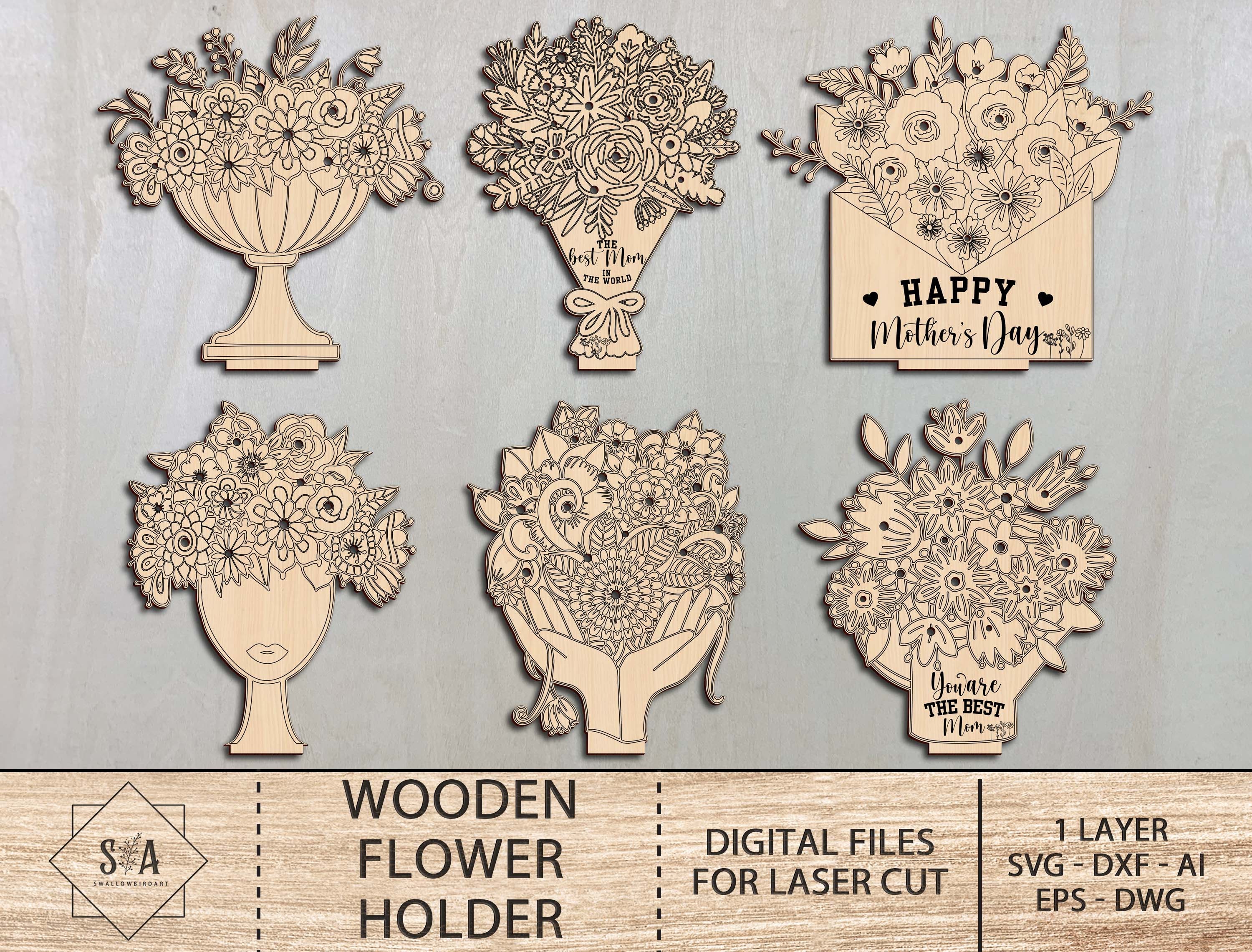 Flowers for Mommy Holder Svg Wood Flower Holder Svg Flower Etsy UK