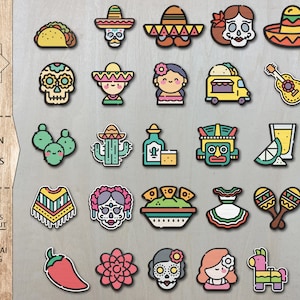 Pacote de brincos mexicanos SVG, arquivos de brincos a laser, arquivos Glowforge