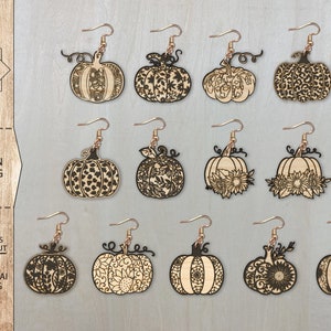 Pumpkin Earrings Bundle  SVG , Leopard Pumpkin Earrings , Laser Earrings Files , Glowforge Files , Sunflower Earrings SVG