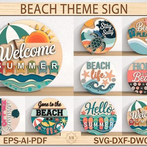 Cartello "Stella marina" sulla vita in spiaggia, cartello "Benvenuti in spiaggia", cartello rotondo da appendere alla porta in formato SVG, file laser Glowforge, cartello di benvenuto per casa sulla spiaggia, decorazioni con tema oceano