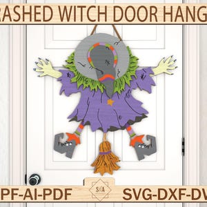 Halloween Witch Door Sign Svg, Halloween Door Hanger Svg, Witch Broom Svg,Halloween Gift,Halloween Round Sign Svg, Glowforge Laser Cut File