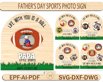 Vatertags-Sportfotozeichen, Baseball-Foto-Zeichen-Svg, Geschenk von Kindern, Vatertagsrahmen, Fotorahmen-Svg, Fotogeschenkdatei, Laser-bereite Datei