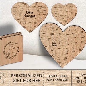 Redenen dat ik van je hou, gepersonaliseerde redenen dat ik van je hou houten puzzel, bruiloft Valentijn jubileum cadeau, Valentijnsdag cadeaus voor haar