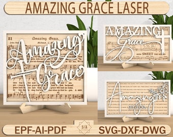 Amazing Grace Stand Decor Laser Cut File SVG, Religious Tiered Decor Svg, Music Faith Svg, Christian Svg, Catholic Svg, Glowforge SVG Files