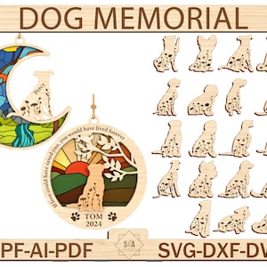 Ornamenti commemorativi per cani personalizzati Lasercut Svg, Regalo commemorativo per cani, Glowforge Pet Svg, Ornamento per animali Svg, Perdita di ornamento per cani, File digitale Svg
