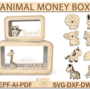 Personalisierte Tier Kinder Sparbüchse, Holz Kinder Sparbüchse mit Namen, Baby Sparbüchse Sparschwein, einzigartiges Geburtstagsgeschenk, Geschenke für Kinder