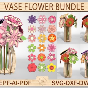 Holzblumenstrauß Laserschneiden, Geschenk für Mama, Wildblumenstrauß Laserschneiden, Strauß für Mama svg, Blumen SVG Bundle