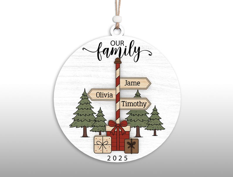 Personalized North Pole Family Ornament SVG, Christmas Laser Cut File ...