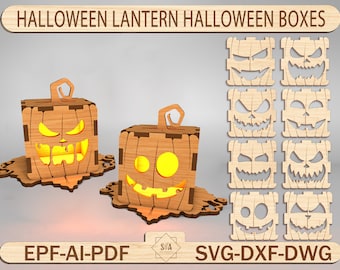 Halloween Lamp Halloween Lantern Halloween Boxes ,Halloween Gift Box ,3D Halloween Lasercut Lantern, Halloween Treat Box,Glowforge Laser Cut