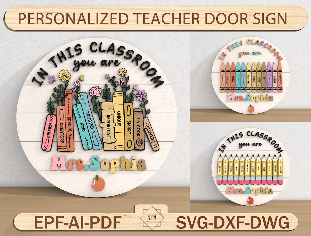 Personalized Teacher Door Sign Svg, Teacher Gifts, Classroom Door ...