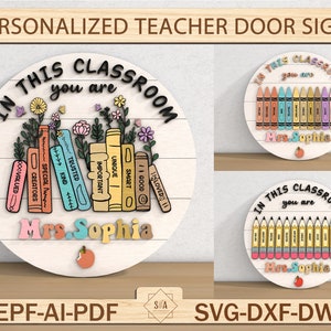 Personalisiertes Lehrer Türschild, Lehrer Geschenke, Klassenzimmer Türschild, Klassenzimmer Willkommensschild, Klassenzimmer Dekor, Glowforge Laser Cut Datei