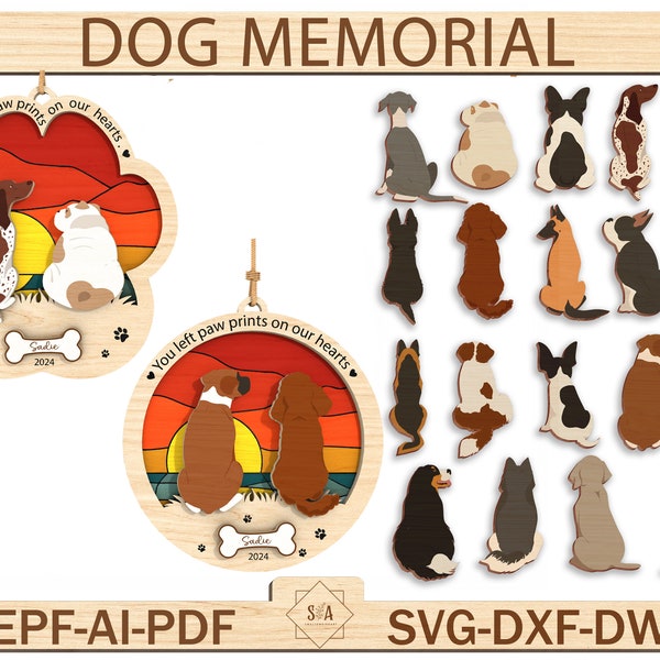 Custom Dog Name Ornament SVG, Loss Of Dog Ornament Svg, Memorial Ornament Svg, Dog Memorial Gift, Ornament laser files, Glowforge SVG Files