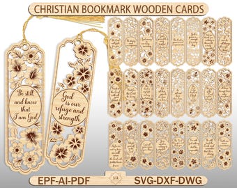 Christian Bookmark SVG Bundle, Inspirational Bookmark SVG, Bookmark with Bible Verses, Laser Cutting