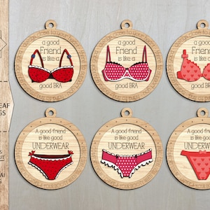 Freund wie ein BH Ornament Bundle SVG, Freund Unterwäsche svg, lustige Ornamente svg, Weihnachtsverzierungen, Glowforge-Dateien, Laser Cut-Dateien