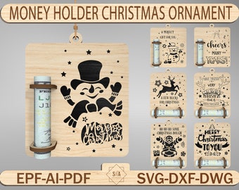 Money Holder Christmas Ornament Svg,Money Sign Christmas Ornament Svg,Christmas Glowforge Svg, Money Gift Holder Svg,Christmas Money Holder