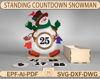 Snowman Christmas Countdown Standing Cut File ,Countdown to Christmas Svg,Christmas Calendar Svg ,Snowman Svg ,Christmas Shelf Sitter Svg