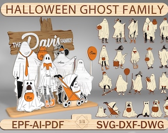 Letrero familiar personalizado de fantasma de Halloween Svg, fantasma familiar Svg, regalo de Halloween para la familia, decoración de Halloween, temporada espeluznante Svg, archivos Glowforge