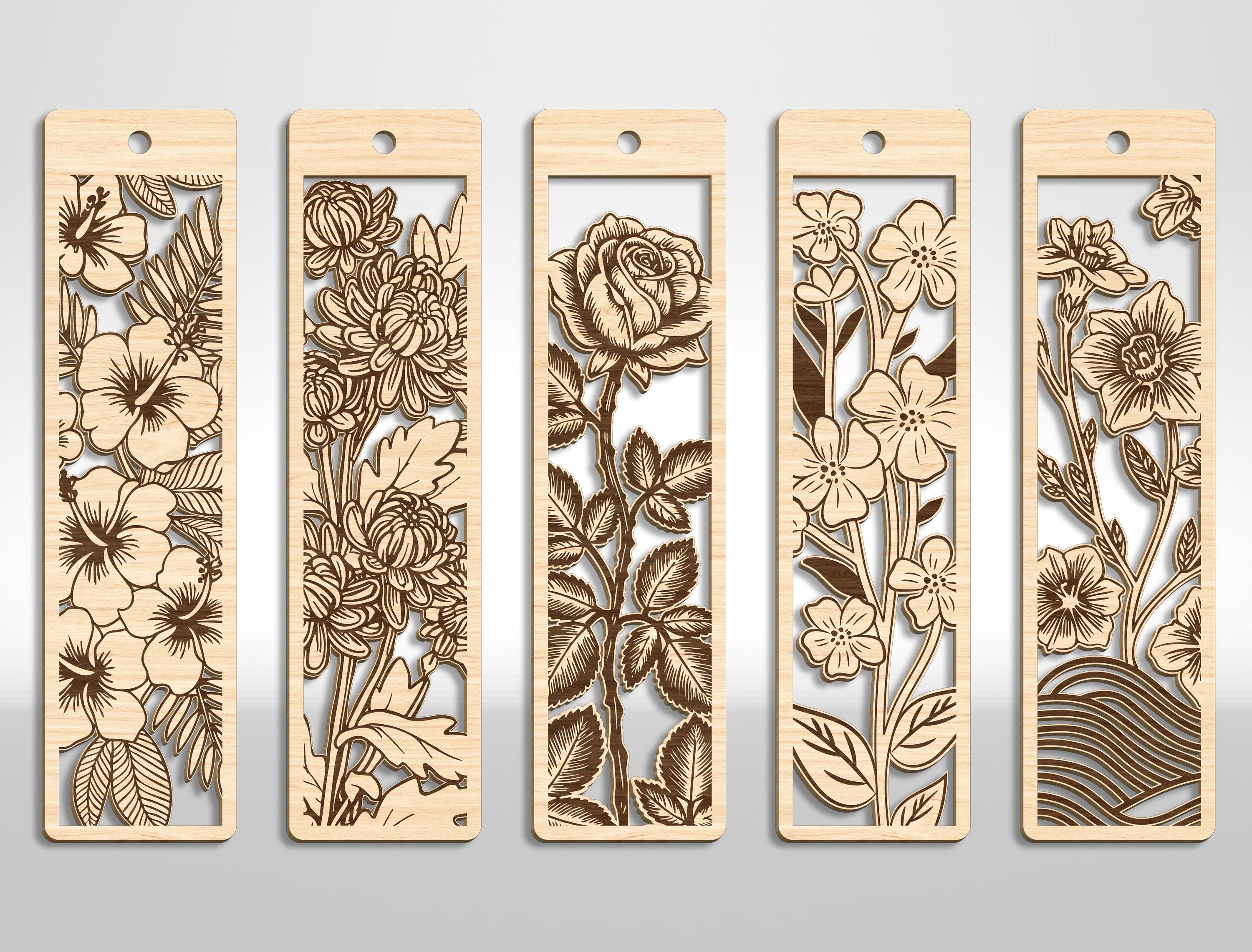 Floral Bookmark SVG Laser Cut Files – Botanical Woodmark Designs ...