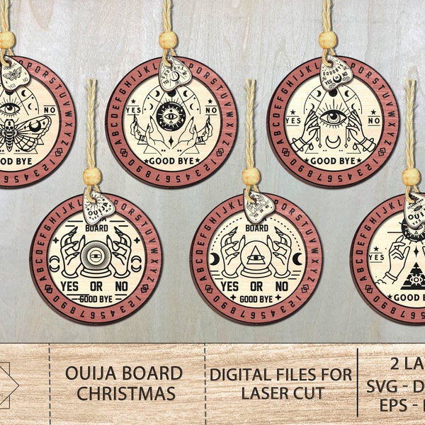 Ouija Board Christmas Ornament Laser Bundle Svg Cut File,Witch Svg, Magic Glowforge Digital File Laser Cut, Ornament SVG , Glowforge Files