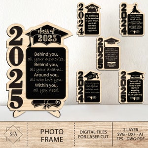 Graduation Photo Frame File Svg , 2024 - 2025 Graduation Holder Frames Laser Cut Digital File, Cute Graduation Svg,Graduation Gift