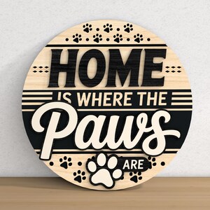 Paws Lettering 3d Sign Dog Welcome Sign Laser Cut Bundle, Funny Pet Door Hanger, Glowforge ...