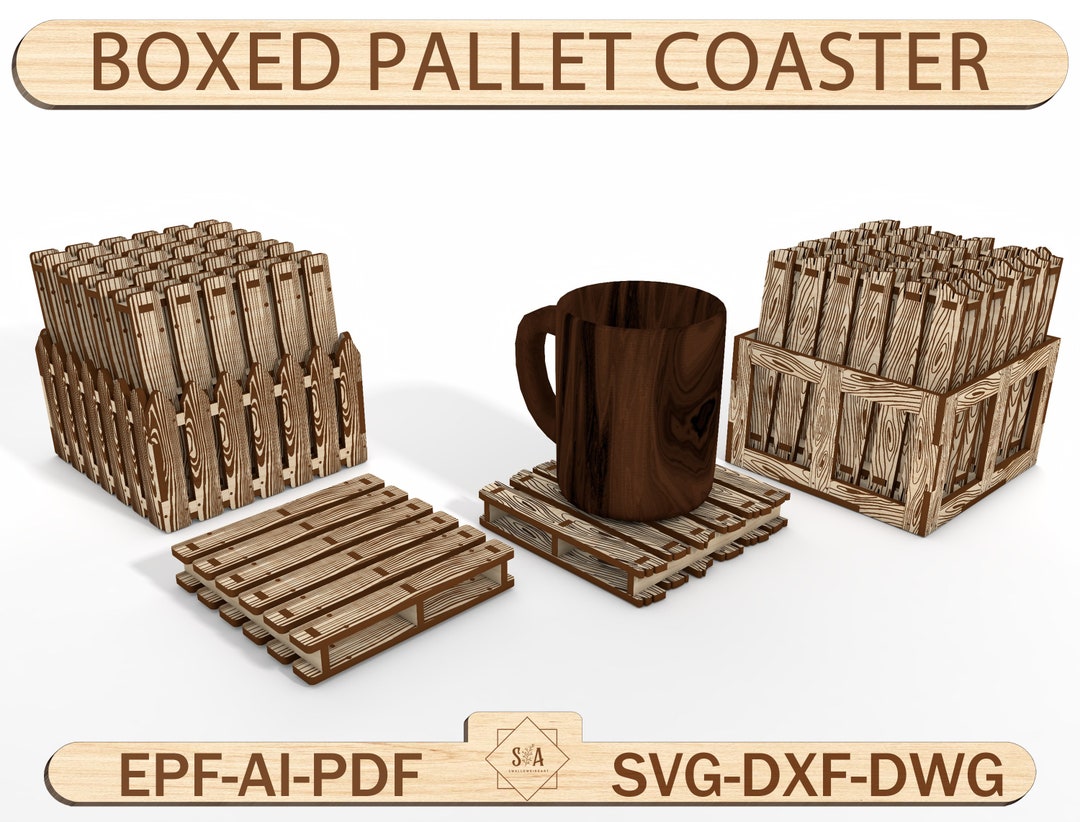 Boxed Pallet Coaster Digital Laser Cut File ,vector Files for Wood ...