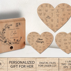 Gepersonaliseerde redenen Ik hou van je houten puzzel, bruiloft Valentijn jubileum cadeau, Valentijnsdag cadeaus voor haar, Valentijnsdag paar cadeau