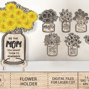 Vaas bloemenhouder SVG, geplukt voor mama Flower Stand Svg, Moederdag, cadeau voor moeder Svg, mama bloemen SVG