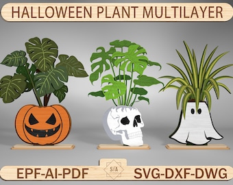 Halloween Plant Multilayer Standing Cut File Svg ,Halloween Plant Svg ,Halloween Decor Svg,Halloween 3D Multilayer,Digital Cutting Glowforge