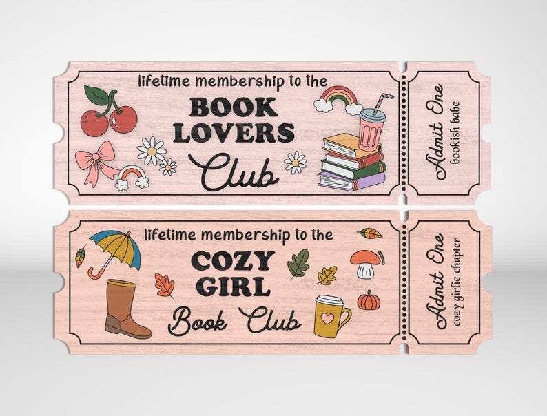 Bookish Ticket Bookmark, Handmade Bookmark Laser Cut File, Laminated Bookmark SVG, Bookish Gift, Book Lover, Librarian Gifts image 4