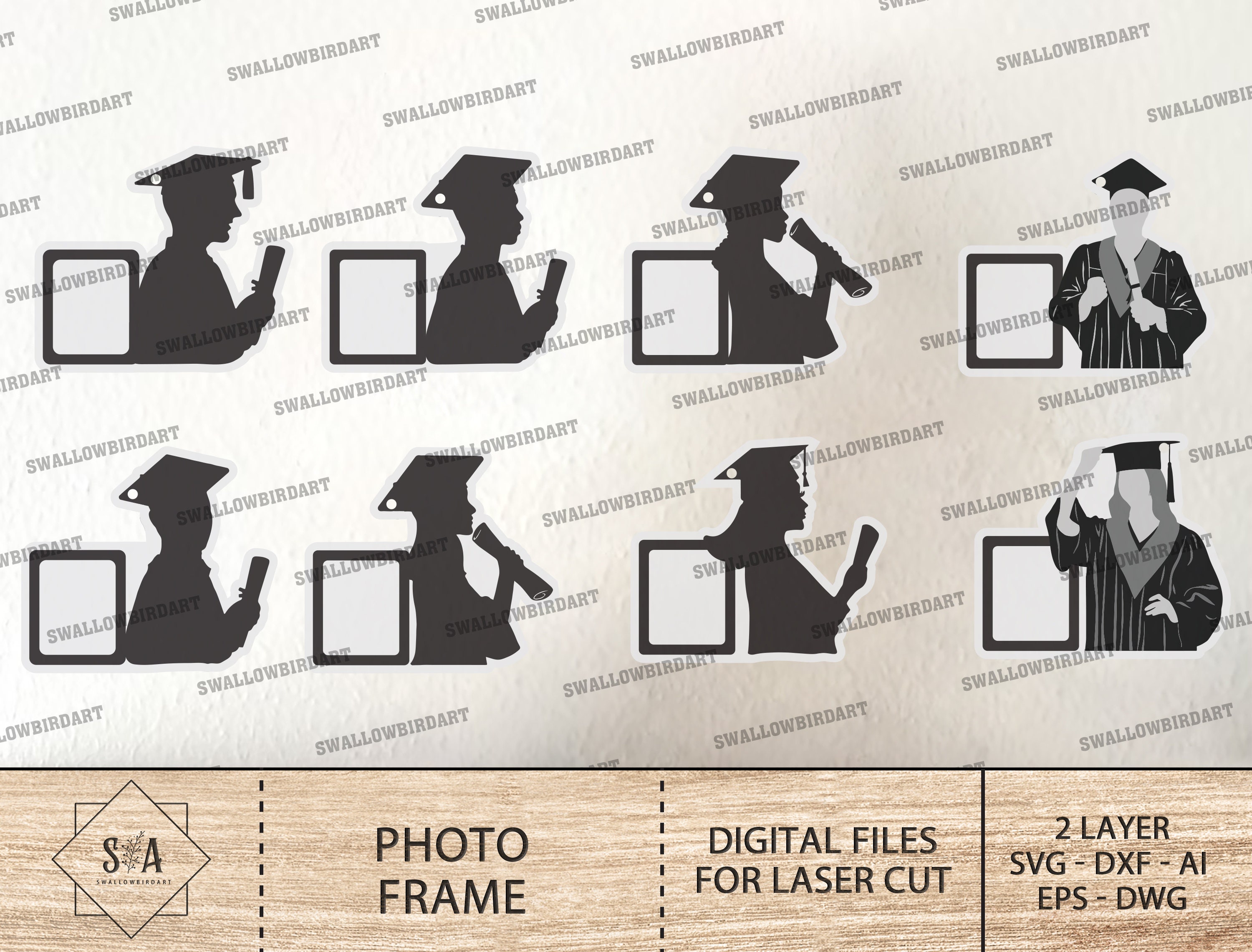 Graduation Photo Frame Bundle Svg, Graduation Photo Frame Glowforge ...