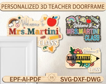 Personalized 3D Teacher Doorframe,Teacher Welcome Sign,Welcome Sign For Classroom,Teacher Appreciation Gift,Door Corner Sign,Classroom Decor