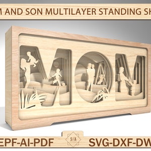 Formato de pé multicamadas para mãe, presente de feliz dia das mães para mamãe Svg, formato de pé multicamadas para mãe e filho, plano Svg de mãe e filha, plano Svg de caixa de sombra