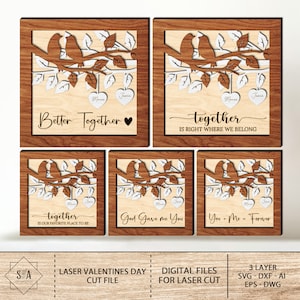 Personalisierte Paar Vogel Holzschild svg, Valentinstag Zeichen svg, Paarnamen Zeichen svg, Regalsitter svg, Laser Cut-Datei, Glowforge-Dateien